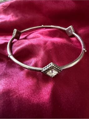 Brighton silver -Tone Square Crystal Bangle Bracelet